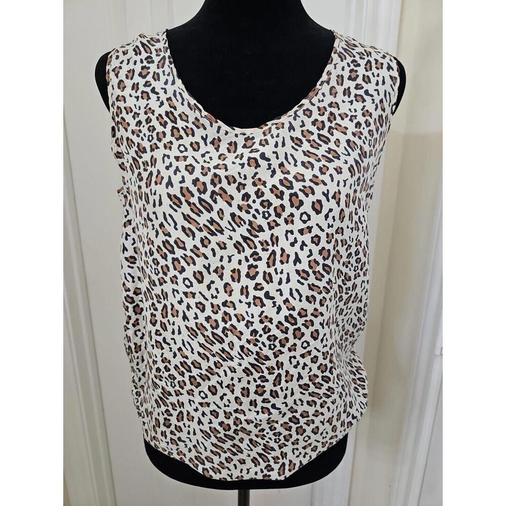Vintage‎ Ellen Ashley Silk Camisole Small Leopard Print Tank Top